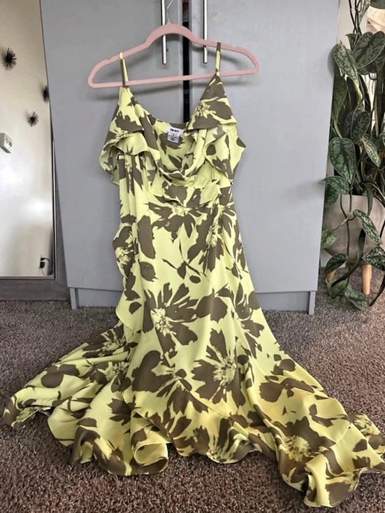 Dkny Dresses & Skirts - DKNY Floral midi Dress in brown & Yellow Size 10